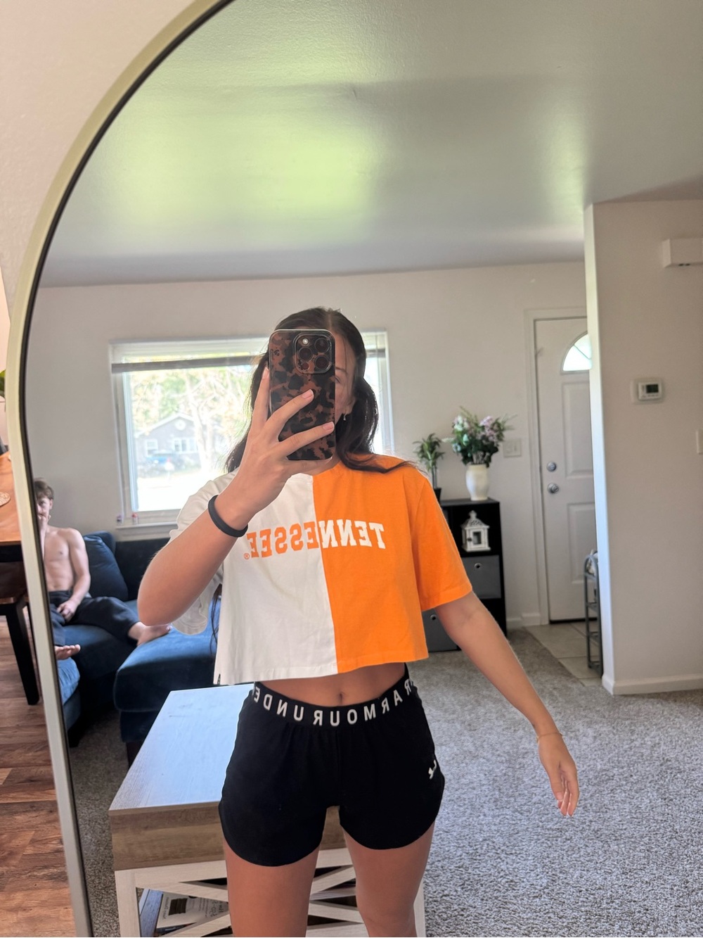 Tennessee Colorblock Cropped Tee - Orange & White
